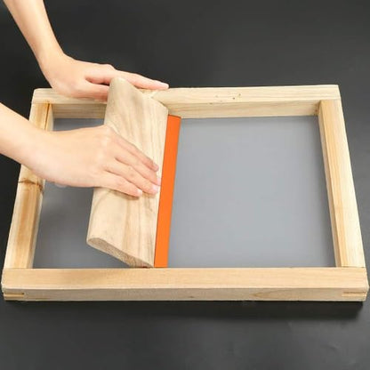 31 Pieces Screen Printing Starter kit Include 4 Different Size | Wood Silk Screen Printing Frame with 110 Mesh, Squeegees, Inkjet Transparency Film, Ink Knife, Gloves and Mask Tape - style: 31pcs