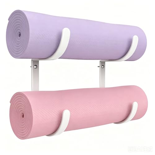Rubber Coated Yoga Mat Holder, No Straps Required - size: 2-tier shelf