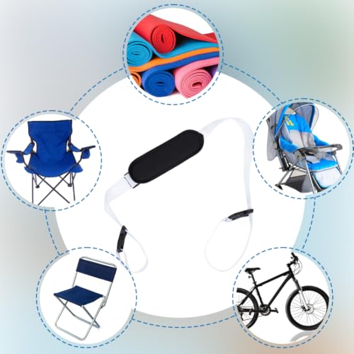 GORGECRAFT Carrying Beach Chair Straps Adjustable Shoulder Carrying Straps White Beach Chair Backpack Anti-Slip Replacement Universal for Foldable Bikes Scooter Camping Picnics Outdoor 106-176cm - color: White2