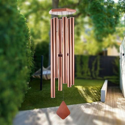 Wind Chimes Outdoor Large Deep Tone, 44 Inches Sympathy Wind Chimes Tuned Soothing Melody, Memorial Wind-Chime with 6 Heavy Tubes for Outside Decoration, Garden/Yard. Copper - size: 44"CP