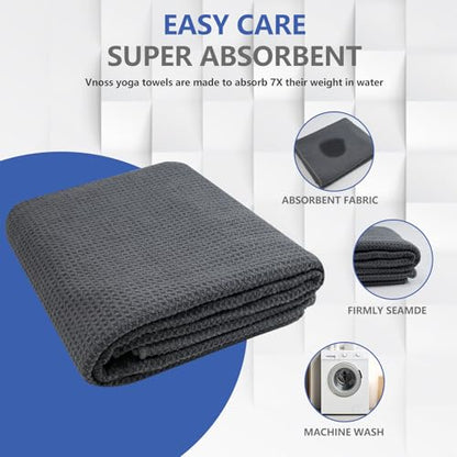 Hot Yoga Towel - Microfiber Non Slip Yoga Mat Towel with Grip Dot Sweat Absorbent Towel for Hot Yoga, Pilates and Fitness 72" x 24", Grey - color: Grey