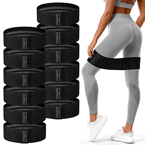 12 Pcs Fabric Resistance Bands for Working Out Non-Slip Booty Exercise Loop Bands for Women Men Glutes Hip Thigh Butt Yoga Pilates Fitness Gym, Light Medium Heavy - color: Black, style: Heavy Resistance