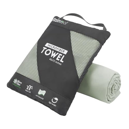 Rainleaf Microfiber Towel Quick Dry Camping & Travel & Gym Towel. Compact - color: Bean Green, size: 72.00" x 40.00"