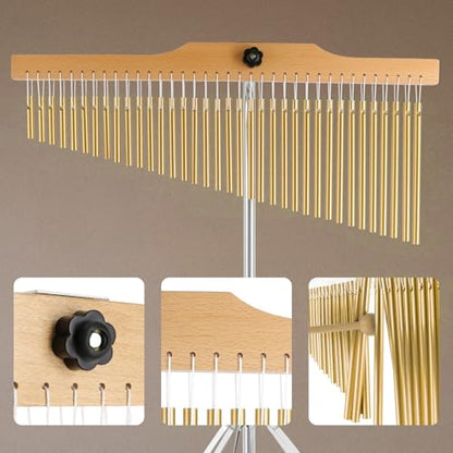 EASTROCK 36 Note Chimes Single-row Bar Chimes Height-Adjustable Stand Gold - color: 36note Gold