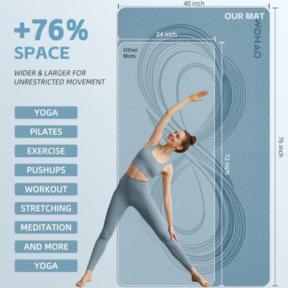 Large 76"x40"x0.4" Yoga Mat - color: Blue Grey