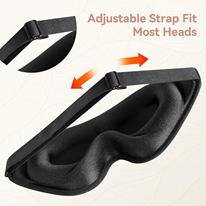 Sleep Mask for Lash Extensions, 3D Memory Foam | Zero Eye Pressure, 99% Blackout, Adjustable Strap, Breathable Fabric, Travel, Yoga, Nap, Lightweight, Soft Comfort - color: Black