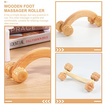 LALAFINA Massage Roller Wooden Back Massager Roller for Muscle Tension Relief Handheld Body for Yoga Stretching Blood Circulation Portable 6.29 X 2.67 X 2.36 in