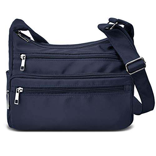 VOLGANIK ROCK RFID Purses for Women Fabric Nylon Multi Pocket Crossbody Bag Ladies Travel Handbag - color: Blue, size: Standard