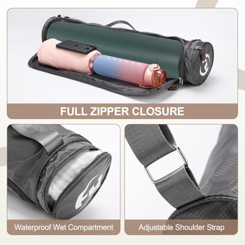 Yoga Mat Bag Compatible with Manduka, Full Zip Carrier with Pocket Strap