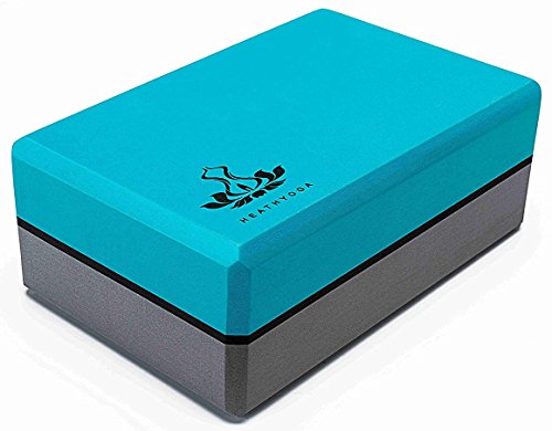 Heathyoga Yoga Blocks 2 Pack with Strap, High Density EVA Foam Yoga Block and Yoga Strap Set to Support and Improve Poses and Flexibility - color: Turquoise