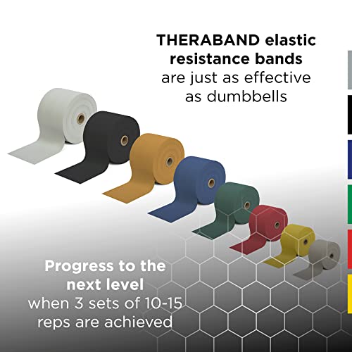 THERABAND Professional Resistance Band, Yellow Level 1 Light, 5 ft Exercise | Elastic resistance band for exercise, strength training, stretching and physical therapy - color: Level 2 / Medium - Yellow