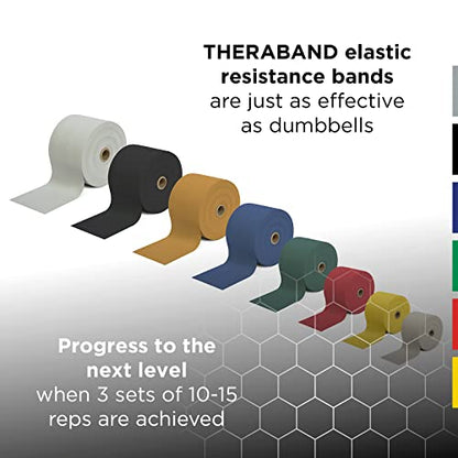 THERABAND Professional Resistance Band, Yellow Level 1 Light, 5 ft Exercise | Elastic resistance band for exercise, strength training, stretching and physical therapy - color: Level 2 / Medium - Yellow