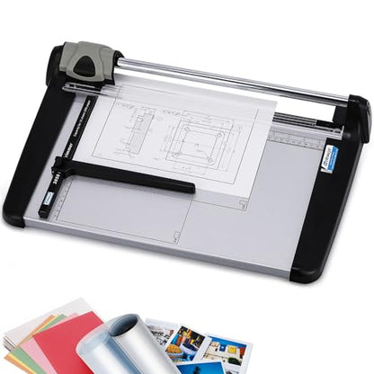 Rotary Paper Trimmer, 15 Sheets Heavy Duty Paper Trimmer, 360mm(14.17") Cutting Length, Commercial Grade Rotary Paper Cutter for Home/Office/School, Black & Silver | Sharp & Safe Blade, Effective for A4-A6 Size, Commercial Grade Rotary Paper Cutter for Ho