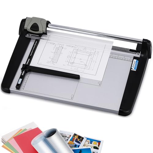 Rotary Paper Trimmer, 15 Sheets Heavy Duty Paper Trimmer, 360mm(14.17") Cutting Length, Commercial Grade Rotary Paper Cutter for Home/Office/School, Black & Silver | Sharp & Safe Blade, Effective for A4-A6 Size, Commercial Grade Rotary Paper Cutter for Ho