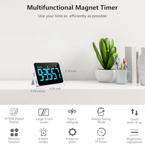 Samshow Rechargeable Digital Kitchen Timer, 2 Packs, Color Change - color: Rgb