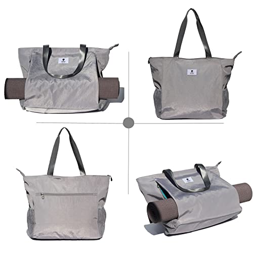 ESVAN Yoga Mat Bag Yoga Tote Carrier Shoulder Bag Carryall Tote for Office,Yoga,Pilates,Travel,Beach and Gym - color: F Gray