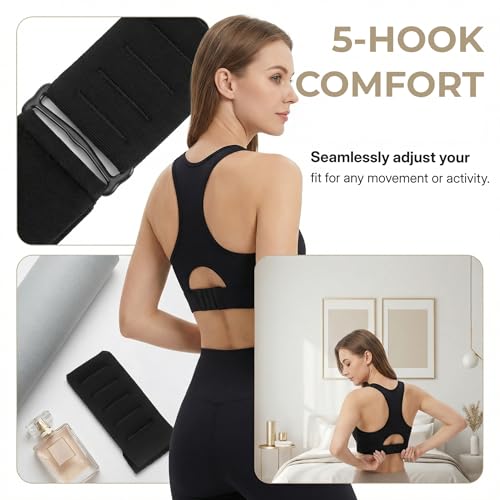 CALLARON Strap Extender for Bra Women Strap Extension 5 Hook Adjustable Bras Band Extender Buckle Swimsuit Back Bras Strap Extender Comfortable Elastic Bra Extension 3.5 x 1.2 inch