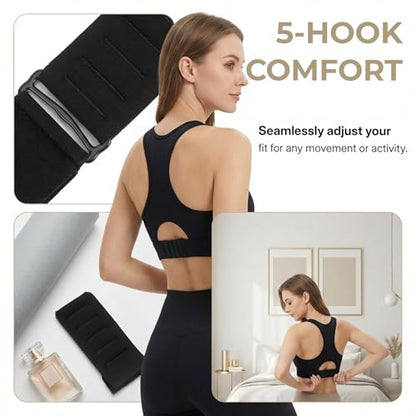 CALLARON Strap Extender for Bra Women Strap Extension 5 Hook Adjustable Bras Band Extender Buckle Swimsuit Back Bras Strap Extender Comfortable Elastic Bra Extension 3.5 x 1.2 inch