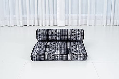 Leewadee Foldable Floor Mattress – 2 in 1 Floor Meditation Mat for Yoga and Relaxation, Seating Futon with Kapok - color: Cbt3 - Black