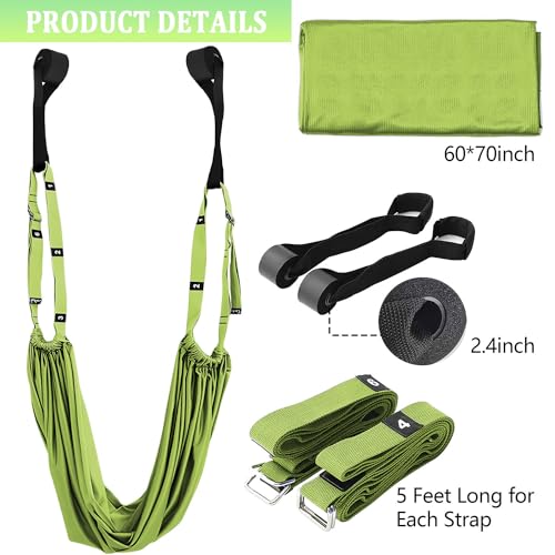 Leg Stretcher Strap Adjustable Fitness Strap Band for Waist Trainer Stretching Door Swing Flexibility Tensile Trainer with Carrying Pouch Back Bend Go Upside-Down for Yoga Practitioner Ballet Dancer Gymnastics Exercises - color: Green