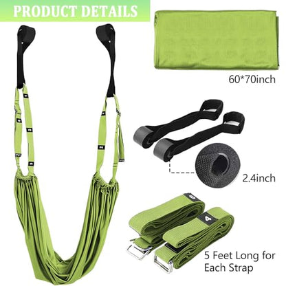 Leg Stretcher Strap Adjustable Fitness Strap Band for Waist Trainer Stretching Door Swing Flexibility Tensile Trainer with Carrying Pouch Back Bend Go Upside-Down for Yoga Practitioner Ballet Dancer Gymnastics Exercises - color: Green