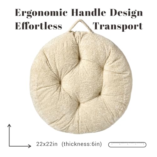 Floor Cushion Pillow, Portable Large - color: Round, Fog