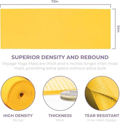 Voyage 5mm Studio Yoga Mats, 4 Pack, 72x24in - color: Yellow