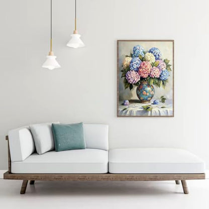 Hydrangea 5D Diamond Art Kit for Adults Full Drill gem art craft | 12x16 inch Round drill canvas, complete tool kit, DIY wall art, relaxing hobby for adults - color: QD159