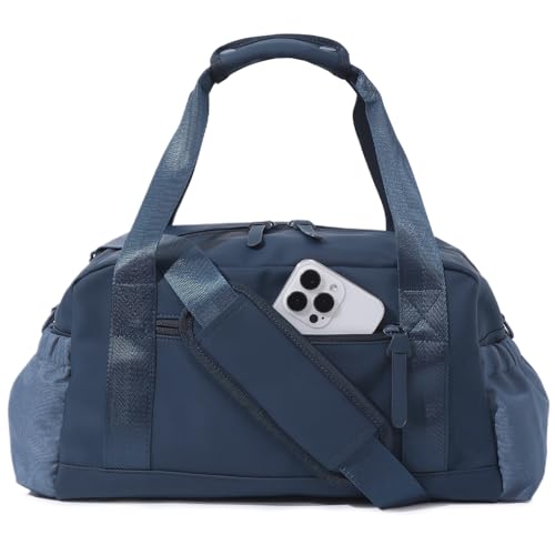 Bucosd Small Gym Bag for Women, Mini Crossbody Gym Duffle Bag with Wet Compartment, Carry on Gym Tote Bag for Workout Dance Sport Travel (Medium-Blue) - color: Medium-Blue, size: Medium