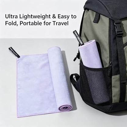 Microfiber Towel Perfect Travel Gym Camping, Quick Dry Fast Drying Sports Towel, Lightweight Compact Absorbent, 15.7x31.5 Inches for Beach Swim Shower Backpacking - Purple