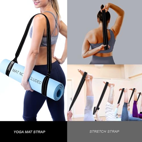 A AZURELIFE [MAT NOT Included] Yoga Mat Sling, Yoga Mat Straps for Carrying, Easy-Cinch Yoga Mat Holder Strap - color: #1-black