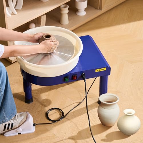 VEVOR 14in Pottery Wheel for Adults Beginners, 0-6in Height-Adjustable, 450W Pottery Forming Machine 60-300RPM Electric Ceramic Wheel, Blue - color: Blue