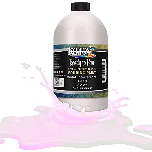 Pouring Masters Violet Interference Pearl Special Effects Acrylic Pouring Paint - Premium 32-Ounce Pre-Mixed Fluid Acrylic Paint - Fluid Art Supplies for Canvas, Wood, Paper, Tile & Rocks - color: Violet, size: 32 Fl Oz (Pack of 1)