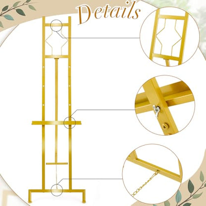 Zonon 2 PCS 57" H Frame Gold Easel Stand for Wedding Signs, Posters, Portable Artist Easel for Painting Canvas, Metal Display Holder for Home and Office Large Adjustable 4 Tier Floor