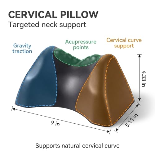 Occipital Release Tool for Neck Pain Relief – Cervical Traction Pillow for Tension Headache with 3D Sleep Eye Mask & Foam Earplugs,Pivotal Therapy Neck Stretcher for Shoulder & Upper Back Pain