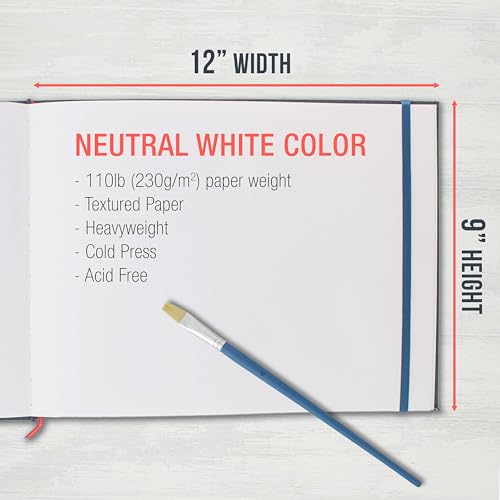 U.S. Art Supply 9" x 12" Watercolor Book (2 Pack, 76 Sheets Each) - 110lb (230 GSM) Linen-Bound Hardcover Artist Paper Pads - Acid-Free Cold-Pressed Watercolor Paper Pad Mixed Media - size: 9-x-12-inch