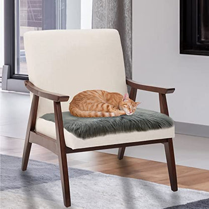 Softlife Grey Faux Fur Sheepskin Chair Cover Seat Cushion Pad Super Soft Area Rugs for Living Bedroom Sofa Dorm (1.6ft x 1.6ft) - color: Grey
