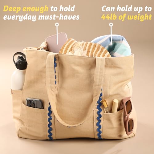 Folkulture Beach Tote Bags For Women, Beach Must Haves 2026-18x15 Inch | Waterproof,Sandproof, Large Tote Bags for Women, Swimming Pool, Beach Essentials, Simple Modern Pool Bag, Bolsos Para Mujeres - color: Biscuit