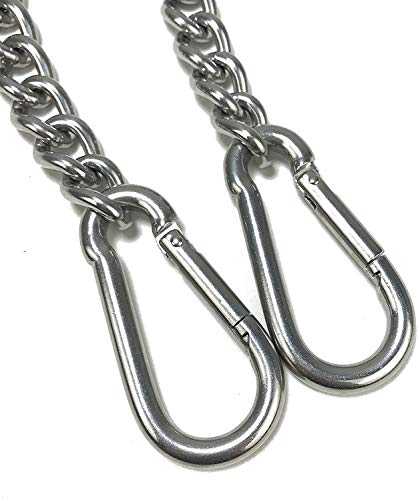 Hanging Chair Chain with Two Carabiners, Stainless Steel Hanging Kits for Hammock Punching Bags Heavy Duty 400LB Capacity Indoor Outdoor, 2 Sets