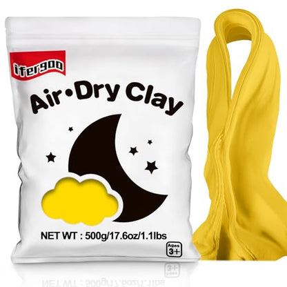 ifergoo 500g Yellow Air Dry Clay, 1.1LBS Foam Magic Modeling Clay for Kids | Refill Foam Magic Clay for School Art & Craft Project, Slime Supplies, Ultra-light & Soft, Gift for Age 3-12 Boys & Girls - color: Yellow/500g
