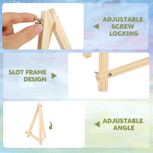 16 Pack 9 Inch Easel for Painting, Wooden Easel Stand Canvas Stand | Smooth Wood, Folds Flat for Storage, for Canvases, Photos, Signs, Weddings, Classrooms, Home Décor