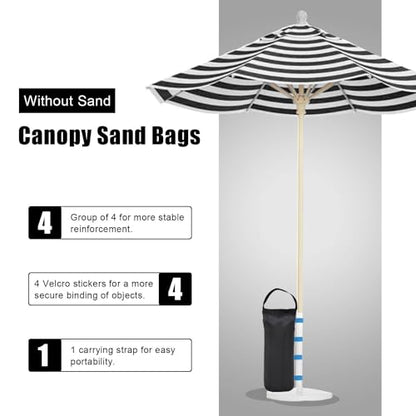 145 LBS Canopy Weights Sand Bags, 4-Pack Sand Bags for Weight Outdoor Advertising Tent Sunshade Fixed Windproof Pop up Canopy Tent Weights(Black-Blue Straps) - color: Black-blue straps