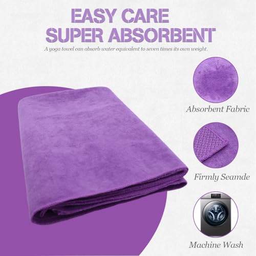 Kolti Hot Yoga Towel Non-Slip Yoga Mat with Grip Dot Towel Ultra-Absorbent Microfiber Towel for Hot Yoga, Pilates, Bikram and Workout Gear 24"x 72"