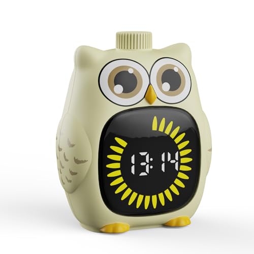 Visual Timer for Kids White Owl Kids Timer Visual 99 Minute Visual Countdown time for Classroom Home Silent Management Time with Pause for Studing Playing and Chores - color: White