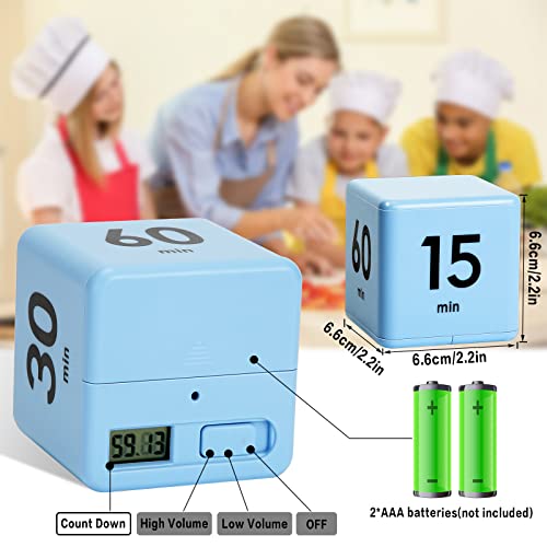 Weewooday Cube Timer, Gravity Sensor Flip Timer for ADHD, Blue - color: Blue