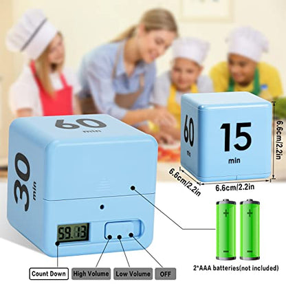 Weewooday Cube Timer, Gravity Sensor Flip Timer for ADHD, Blue - color: Blue