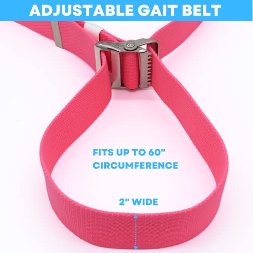 LiftAid Transfer and Gait Belt 60 Inch with Metal Buckle and Loop - Walking, Standing and Transfer Assist Aid for Seniors, Elderly Patients, Caregiver, Nurse, Therapist (Pink) - color: Pink