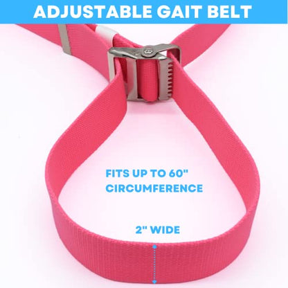 LiftAid Transfer and Gait Belt 60 Inch with Metal Buckle and Loop - Walking, Standing and Transfer Assist Aid for Seniors, Elderly Patients, Caregiver, Nurse, Therapist (Pink) - color: Pink
