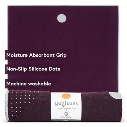 Manduka Yogitoes Hot Yoga Mat Towel - 79" | Moisture Activated Grip | Patented Silicone Nubs | Highly Absorbent, Durable & Easy Care | Made from Recycled Materials | 79 x 24 Inches | Indulge - color: Indulge, size: 79" x 24"