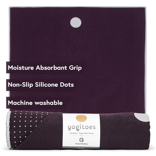 Manduka Yogitoes Hot Yoga Mat Towel - 79" | Moisture Activated Grip | Patented Silicone Nubs | Highly Absorbent, Durable & Easy Care | Made from Recycled Materials | 79 x 24 Inches | Indulge - color: Indulge, size: 79" x 24"